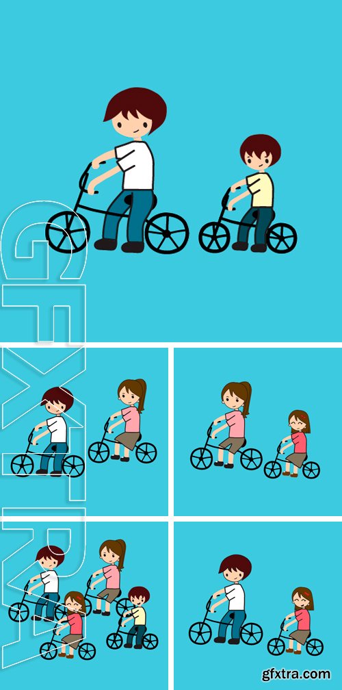 Stock Vectors - Family cycling