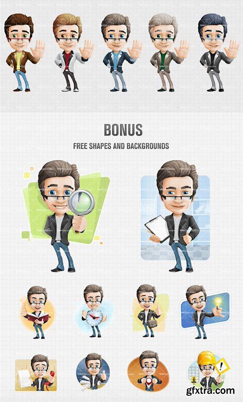 Male Cartoon Character With Glasses Ultimate Pack