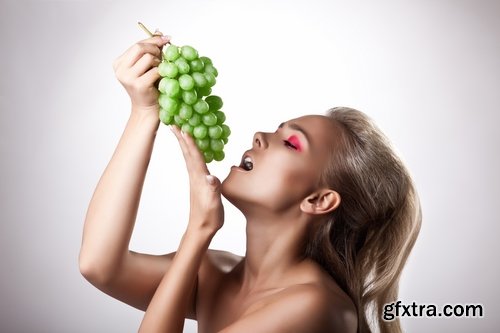 Collection beautiful girl eating grapes 25 HQ Jpeg