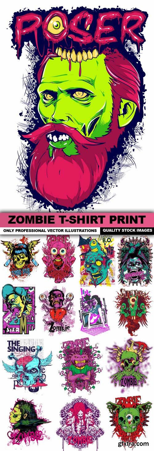 Zombie T-Shirt Print - 15 Vector