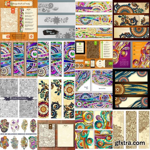 Ethnic Pattern Card And Banner - 25 Vector