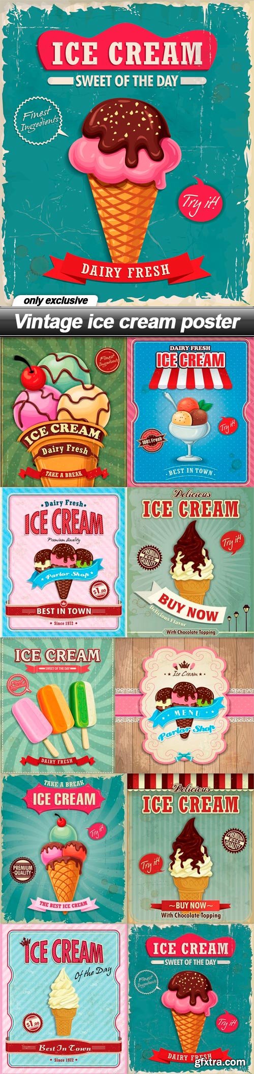 Vintage ice cream poster - 10 EPS