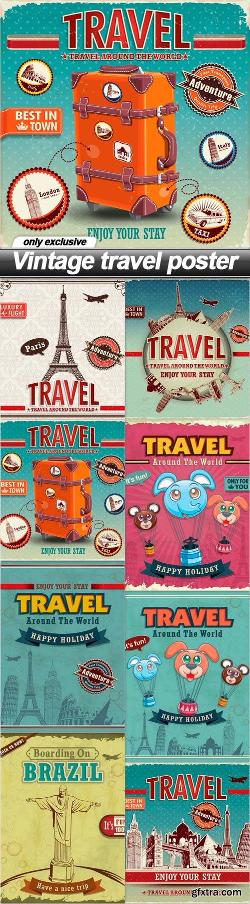 Vintage travel poster - 8 EPS