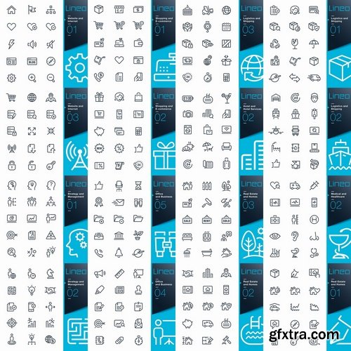 Collection of vector image various flat icons on various subjects 25 Eps