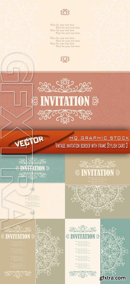 Stock Vector - Vintage invitation border with frame Stylish card 3