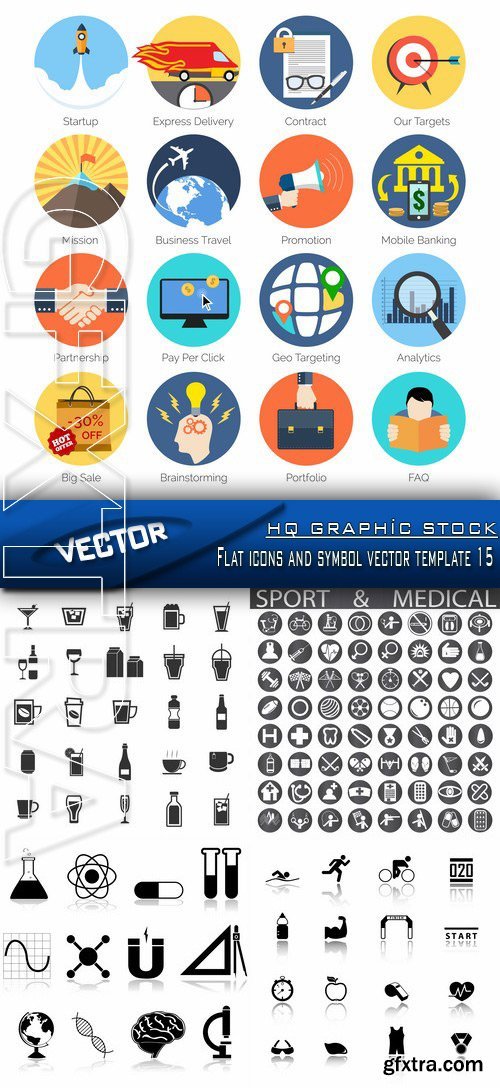 Stock Vector - Flat icons and symbol vector template 15