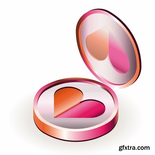 Collection of vector image lips make-up cosmetics 25 Eps