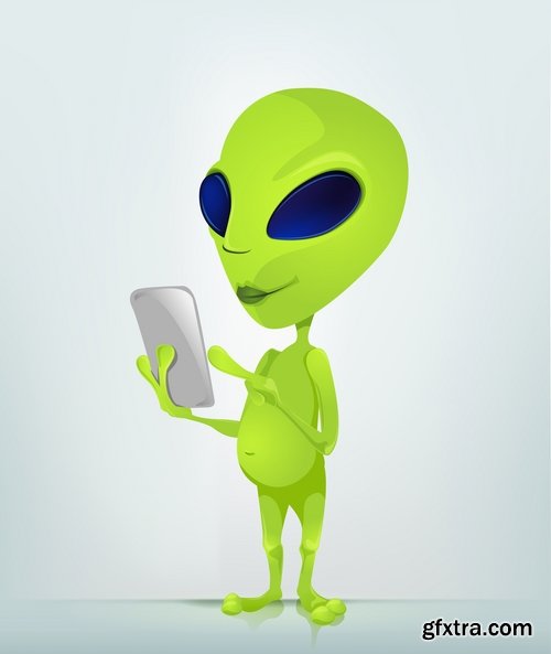 Collection of vector image alien in various positions 25 Eps