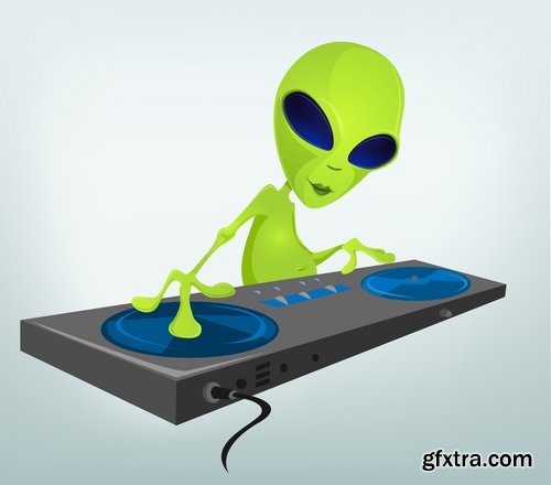 Collection of vector image alien in various positions 25 Eps