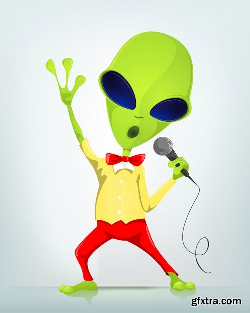 Collection of vector image alien in various positions 25 Eps