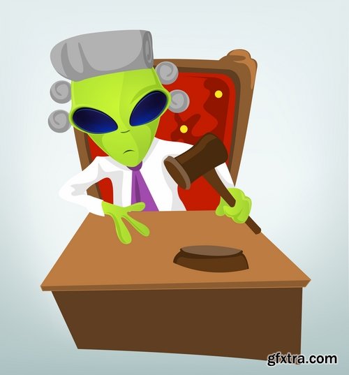 Collection of vector image alien in various positions 25 Eps