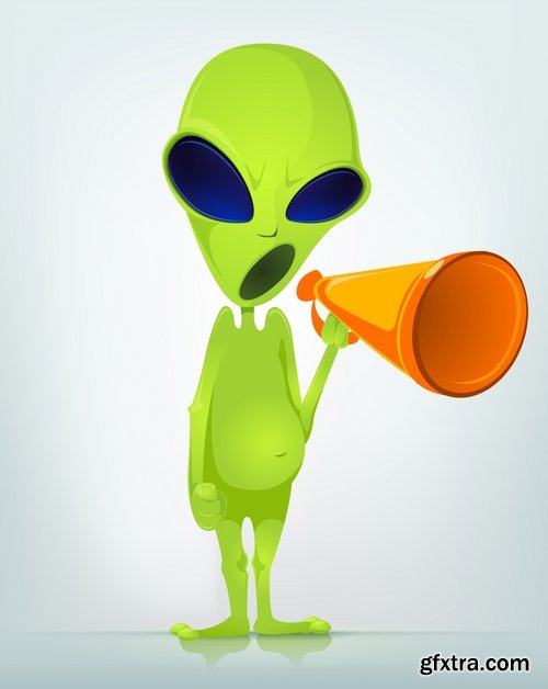 Collection of vector image alien in various positions 25 Eps