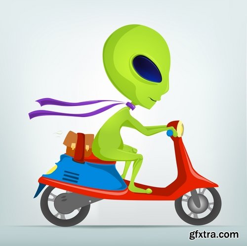 Collection of vector image alien in various positions 25 Eps