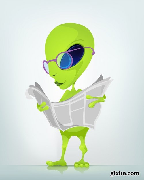 Collection of vector image alien in various positions 25 Eps