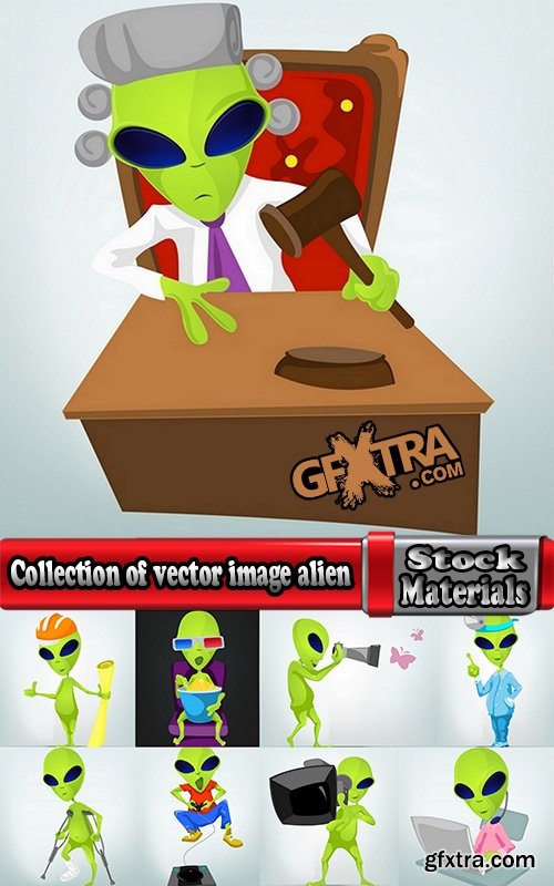 Collection of vector image alien in various positions 25 Eps