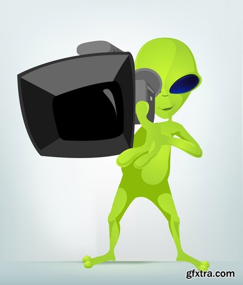 Collection of vector image alien in various positions 25 Eps