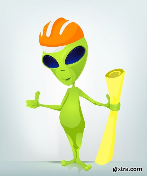 Collection of vector image alien in various positions 25 Eps