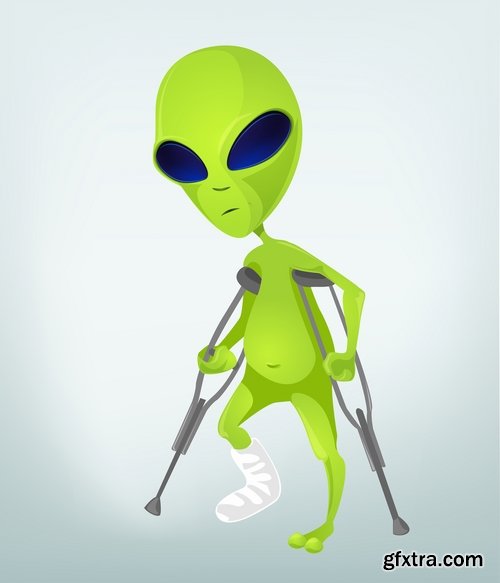 Collection of vector image alien in various positions 25 Eps