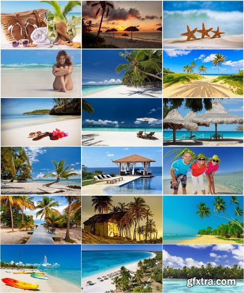 Collection of beautiful palm tree beach of a bungalow Cuba sand sea vacation 25 HQ Jpeg