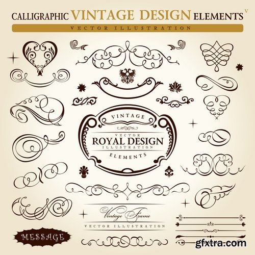 Calligraphic design elements for page decorations #48 - 25 Eps