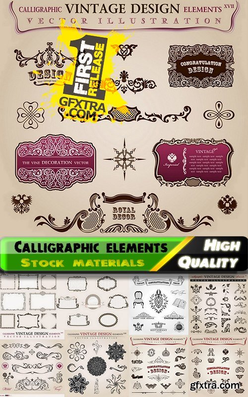 Calligraphic design elements for page decorations #48 - 25 Eps