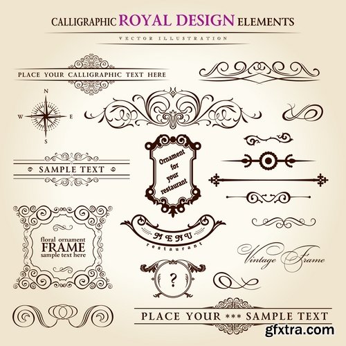 Calligraphic design elements for page decorations #48 - 25 Eps