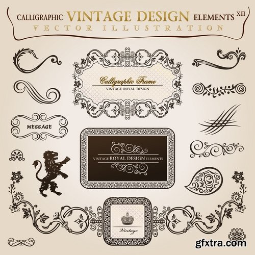 Calligraphic design elements for page decorations #48 - 25 Eps