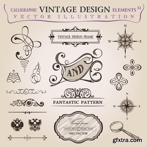 Calligraphic design elements for page decorations #48 - 25 Eps