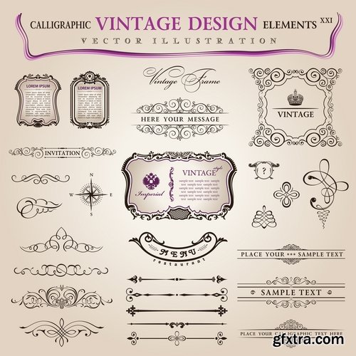 Calligraphic design elements for page decorations #48 - 25 Eps