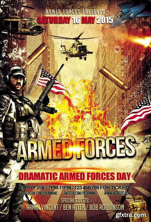 Armed Forces Day Flyer PSD Template + Facebook Cover