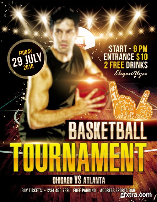 BasketBall Tournament Flyer PSD Template + Facebook Cover