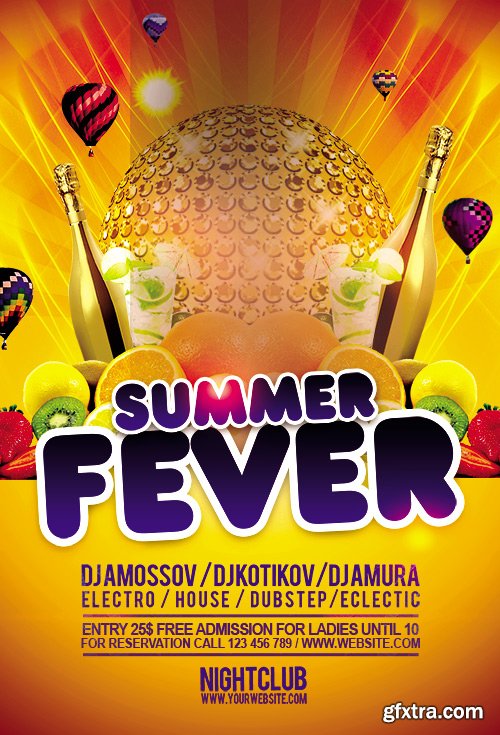 Summer Fever Flyer PSD Template + Facebook Cover