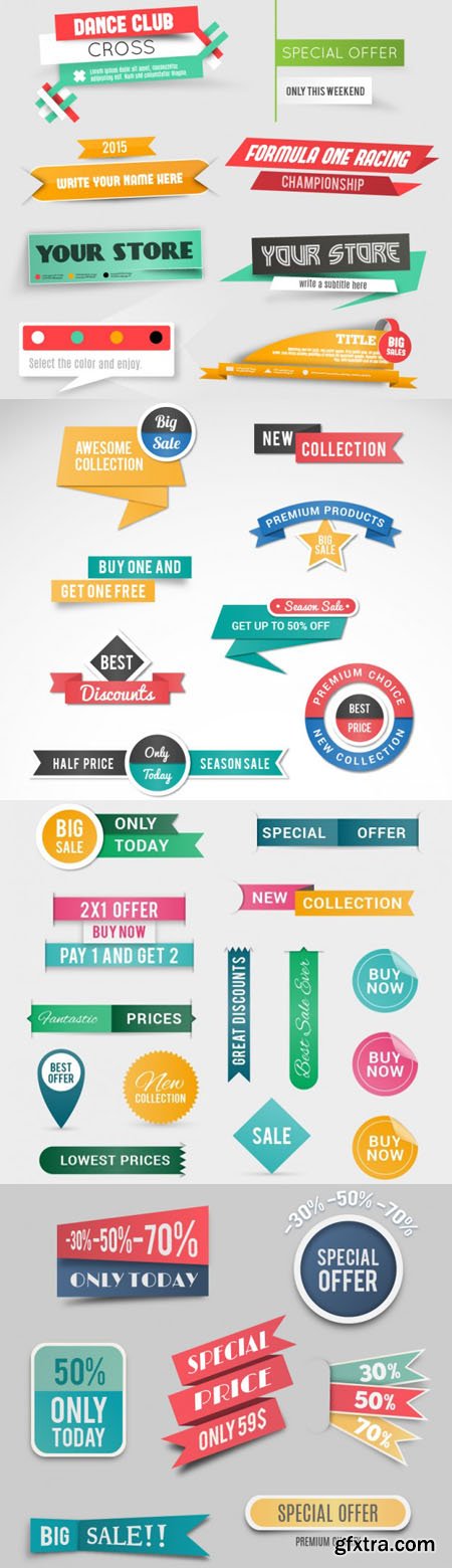 Special Price Labels and Offer Banners in Vector