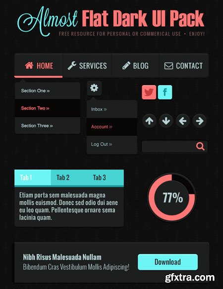 Almost Flat Dark UI Elements Pack