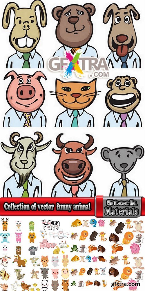 Collection of vector illustration of the different picture funny animal cartoon character 25 Eps