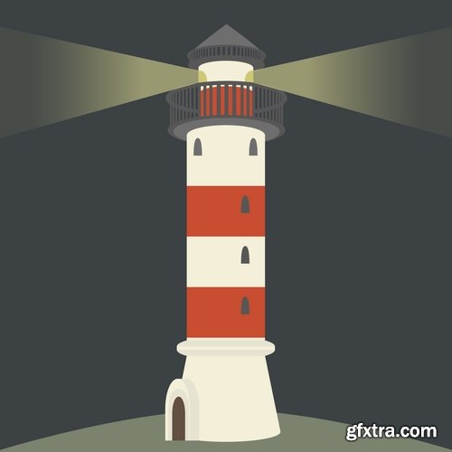 Collection of vector illustration of the different picture lighthouse lantern beam 25 Eps