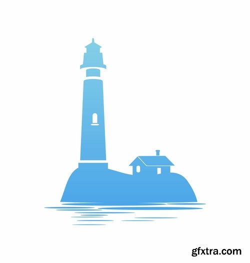 Collection of vector illustration of the different picture lighthouse lantern beam 25 Eps