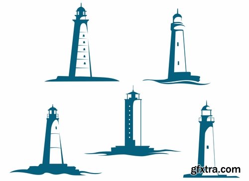 Collection of vector illustration of the different picture lighthouse lantern beam 25 Eps