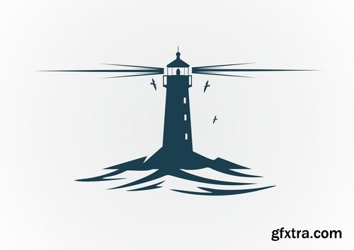 Collection of vector illustration of the different picture lighthouse lantern beam 25 Eps