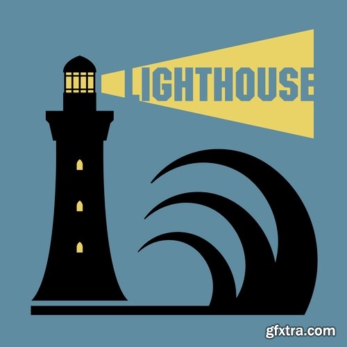 Collection of vector illustration of the different picture lighthouse lantern beam 25 Eps