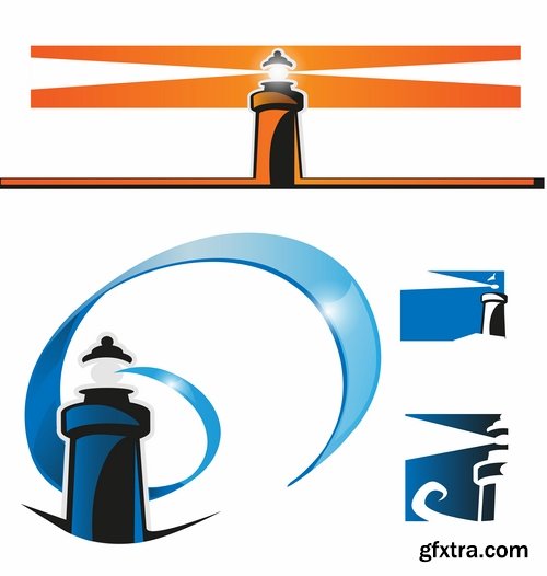 Collection of vector illustration of the different picture lighthouse lantern beam 25 Eps