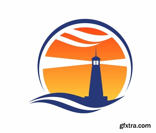 Collection of vector illustration of the different picture lighthouse lantern beam 25 Eps