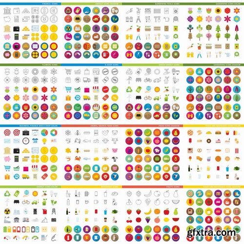 Collection of vector image various flat icons on various subjects #2-25 Eps