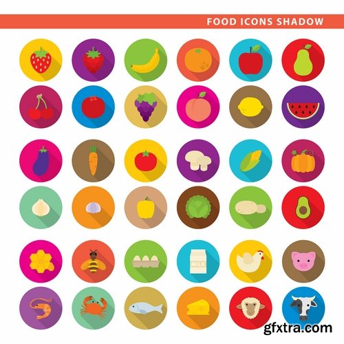 Collection of vector image various flat icons on various subjects #2-25 Eps