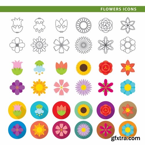 Collection of vector image various flat icons on various subjects #2-25 Eps