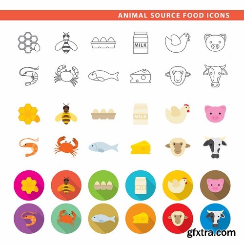 Collection of vector image various flat icons on various subjects #2-25 Eps