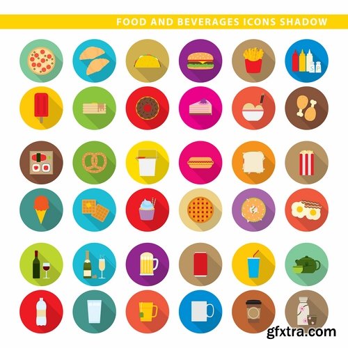 Collection of vector image various flat icons on various subjects #2-25 Eps