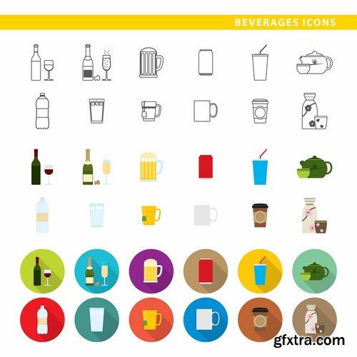 Collection of vector image various flat icons on various subjects #2-25 Eps