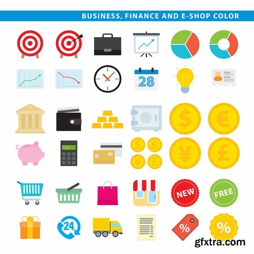 Collection of vector image various flat icons on various subjects #2-25 Eps