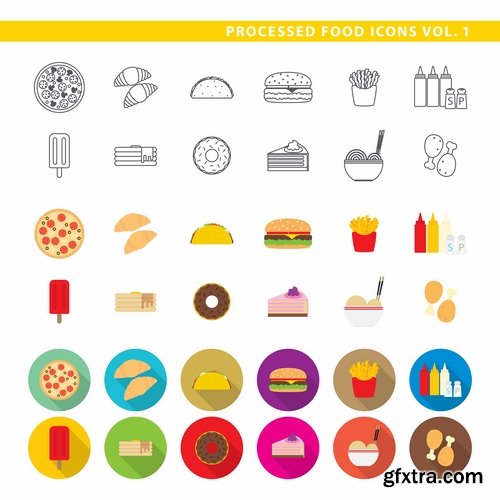 Collection of vector image various flat icons on various subjects #2-25 Eps